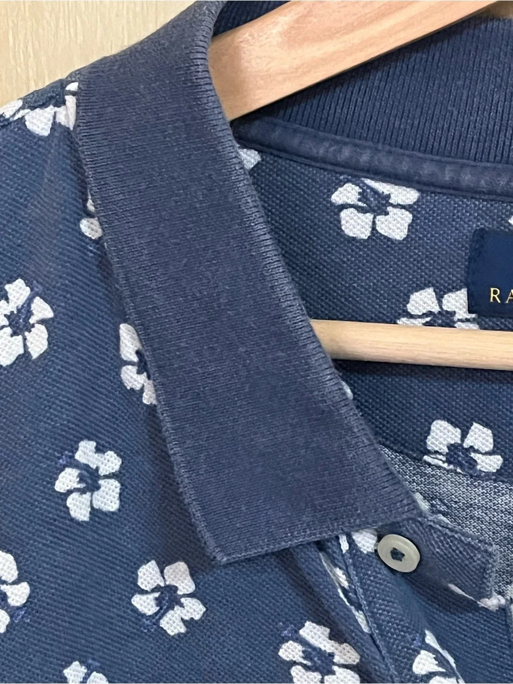 Polo Ralph Lauren 2XB Navy Polo with White Floral Print Faded See All Pics